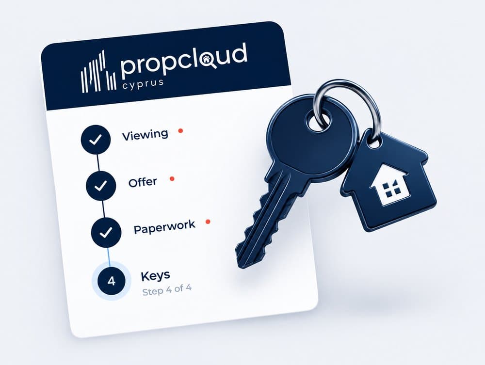 Illustration of a progress checklist with a house key