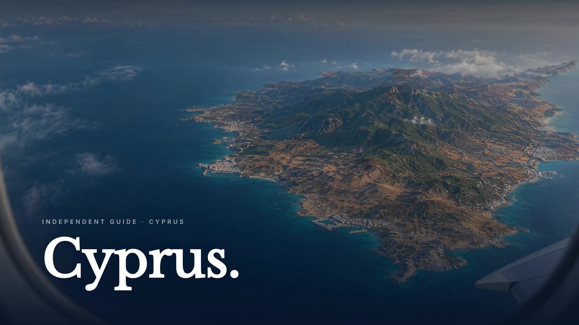PropCloud Cyprus explainer video: view of Cyprus from an airplane window